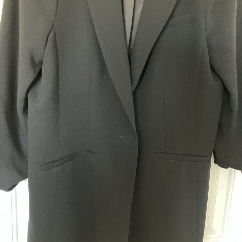 Cinq A Sept Khloe Blazer Womens 8 Black Ruched Sleeve One Button NWOT - Picture 7 of 11